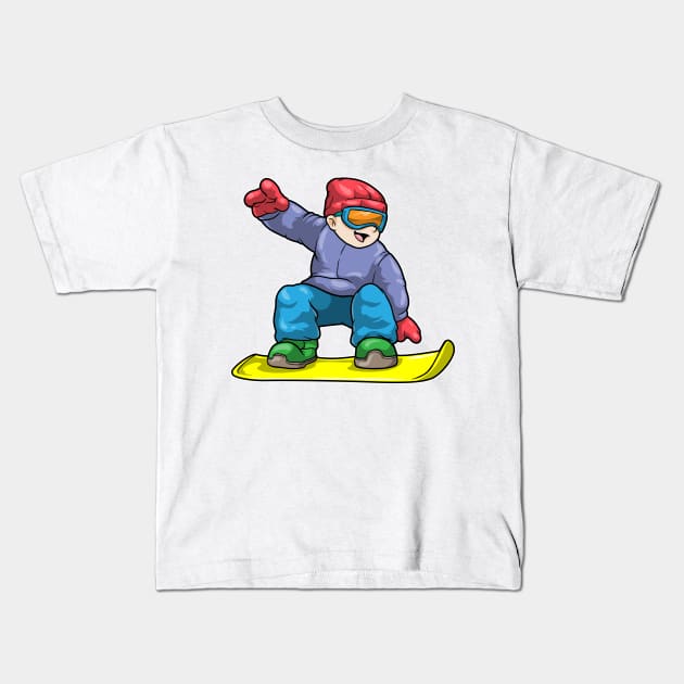 Snowboarder with Snowboard & Ski goggles Kids T-Shirt by Markus Schnabel